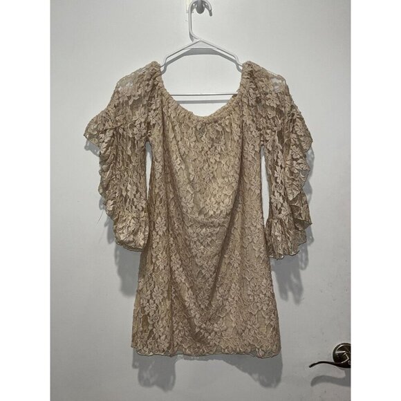 Elan Floral Lace Off-Shoulder Boho Tunic  Women's Mini Dress Size Medium - Picture 3 of 6